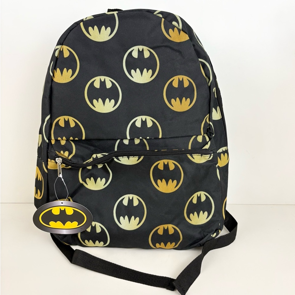 New Batman Black Yellow Backpack Book Bag New With Tags